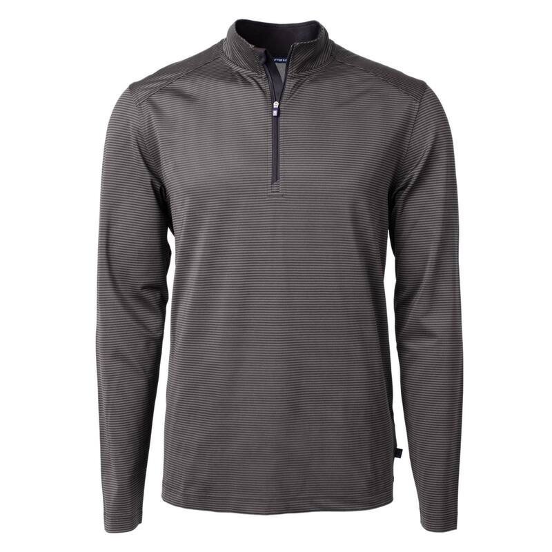 カッターアンドバック メンズ アウター ジャケット・ブルゾン ハーフジップ Cutter & Buck Virtueco Pique Micro Stripe Recycled Mens Quarter Zip Black ブラック｜ReVida 店