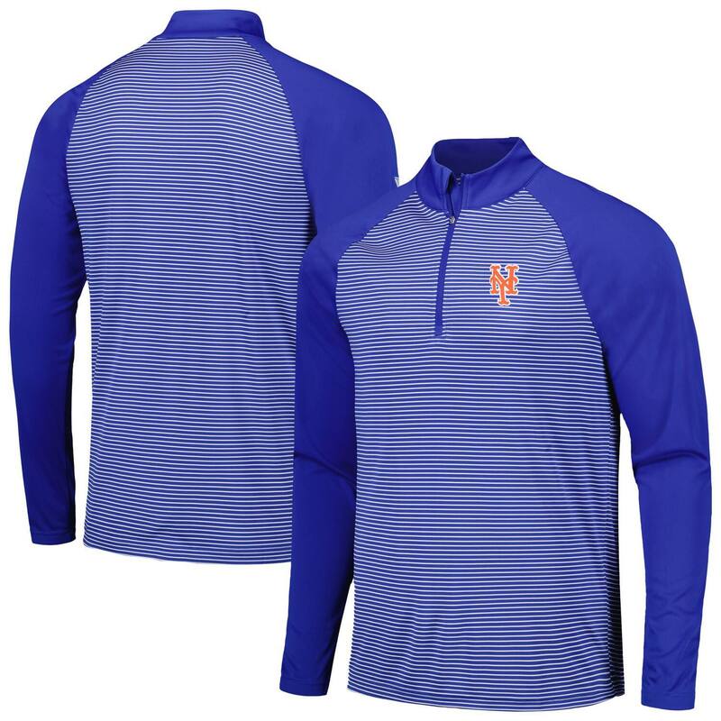 アンブランデッド メンズ トップス Tシャツ Unbranded Men's Levelwearoyal New York Mets Charter Striped Raglan Quarter-Zip Top Met Blue ブルー
