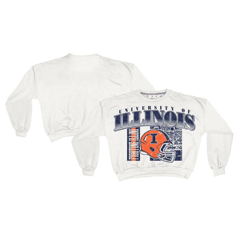 プレスボックス レディース トップス Tシャツ スウェット Women's Pressbox White Illinois Fighting Illini Oversized Janice Retro Waist-Length Sweatshirt Ill White ホワイト 14,045円