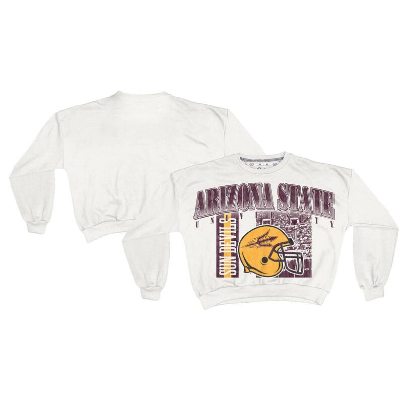 プレスボックス レディース トップス Tシャツ スウェット Women's Pressbox White Arizona State Sun Devils Oversized Janice Retro Waist-Length Sweatshirt Asu White ホワイト