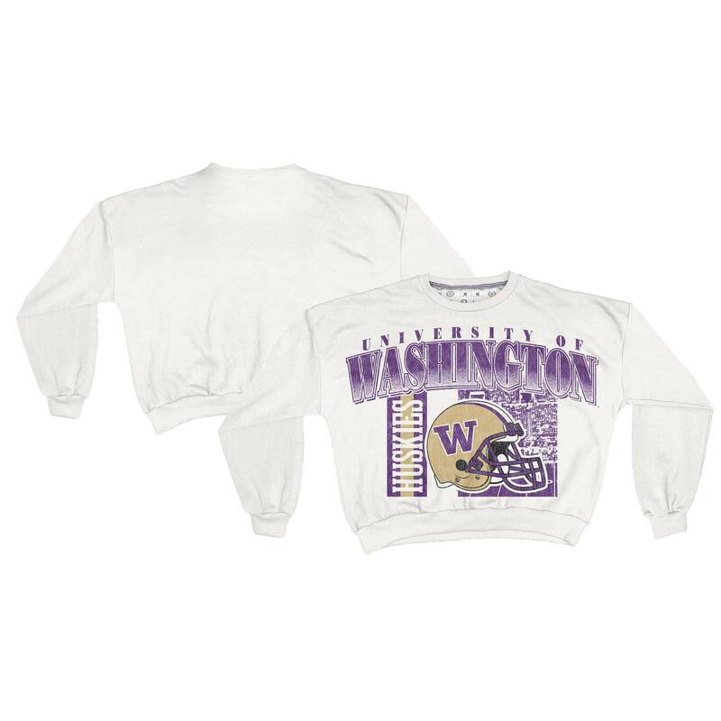 プレスボックス レディース トップス Tシャツ スウェット Women's Pressbox White Washington Huskies Oversized Janice Retro Waist-Length Sweatshirt Wsh White ホワイト
