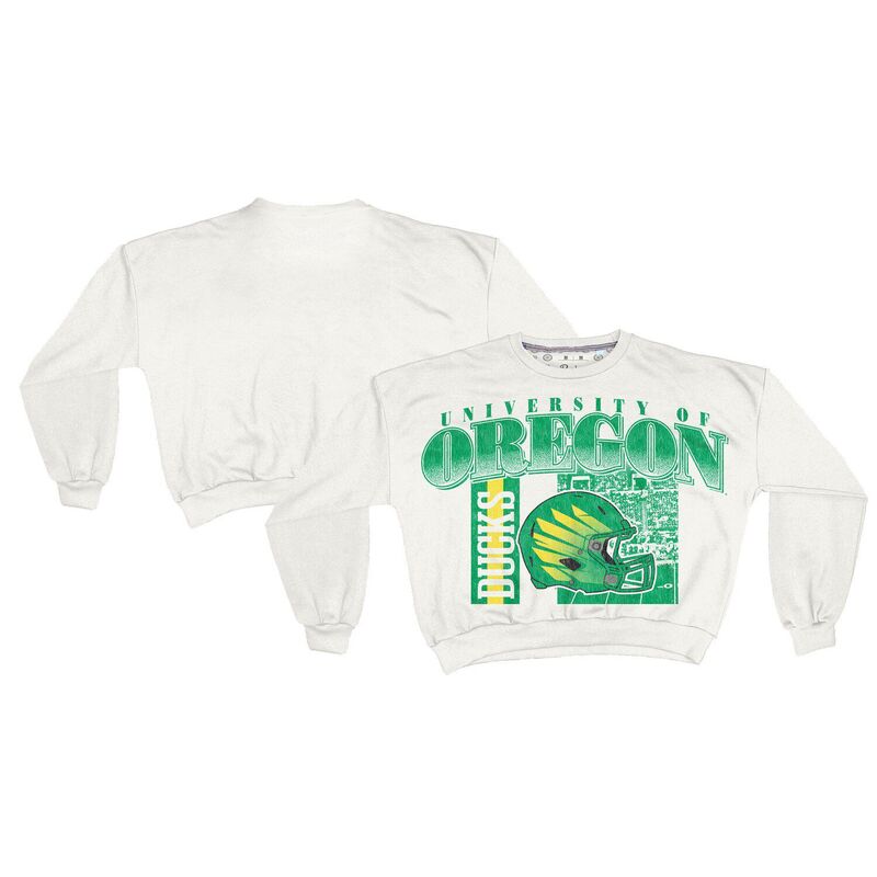 プレスボックス レディース トップス Tシャツ スウェット Women's Pressbox White Oregon Ducks Oversized Janice Retro Waist-Length Sweatshirt Uoo White ホワイト