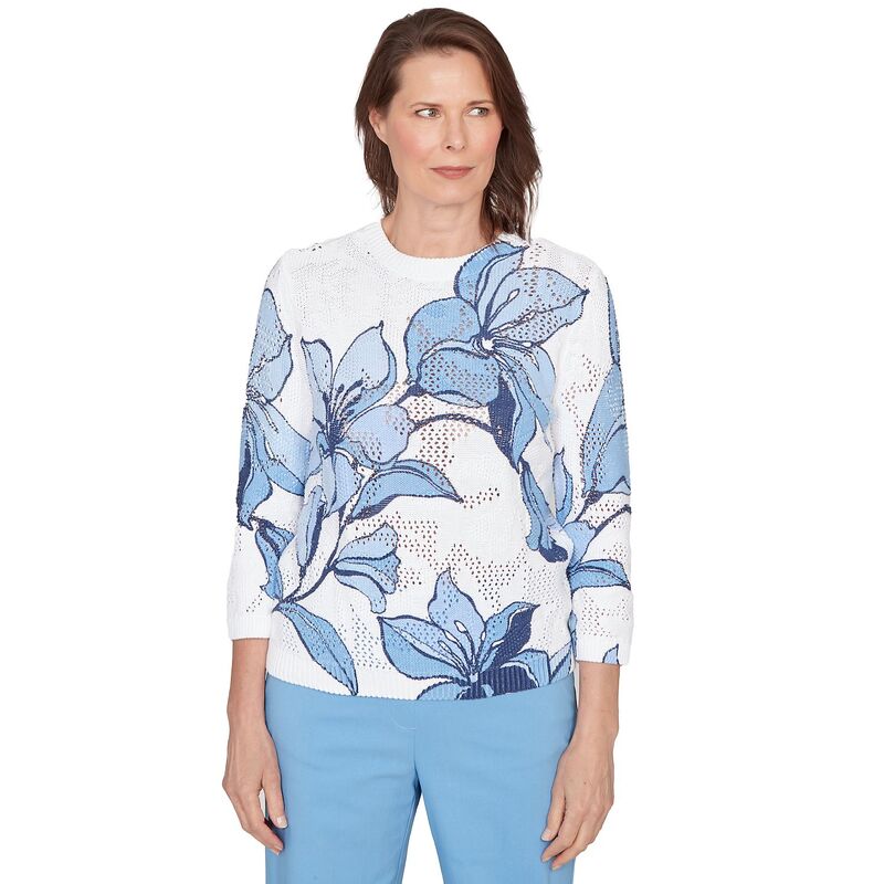 アルフレッド ダナー レディース アウター ニット・セーター フラワー柄 プリント リブ フラワー Women's Alfredunner Abstract Floral Print Ribbed Sweater Blue Multi ブルー