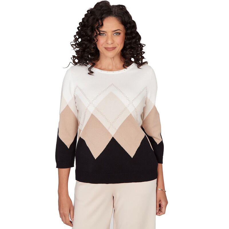 アルフレッド ダナー レディース アウター ニット・セーター プチ リブ Petite Alfredunner Argyle Ribbed Jewel Neck Sweater Neutral Multi マルチカラー 13,634円