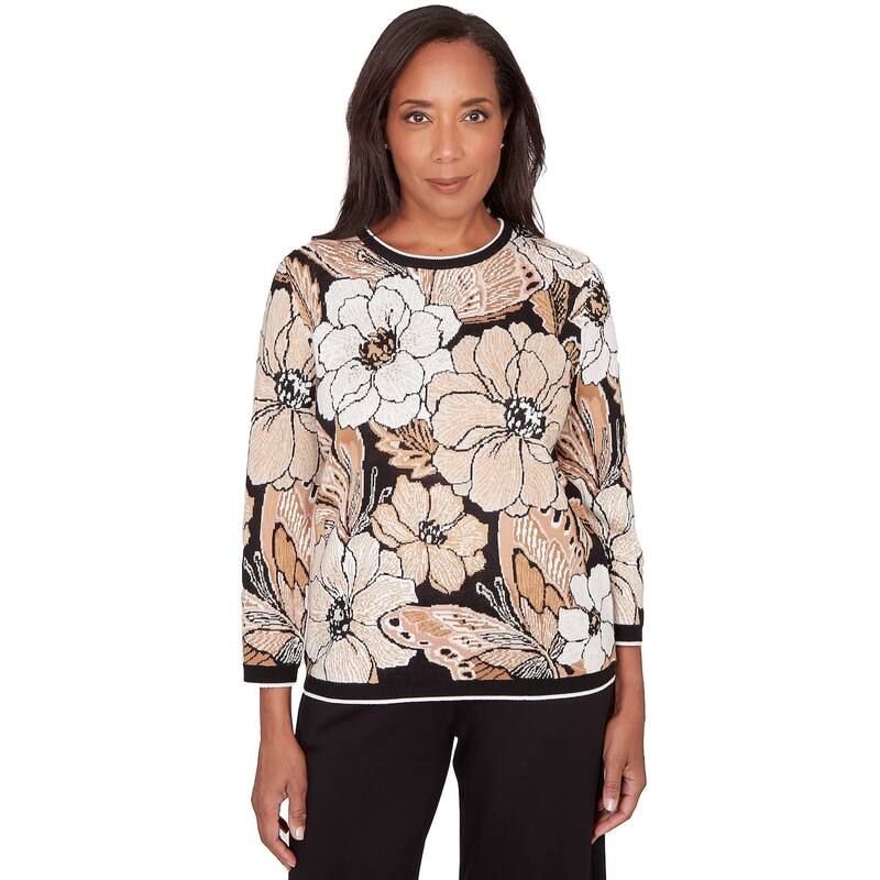 アルフレッド ダナー レディース アウター ニット・セーター フラワー柄 プチ フラワー Petite Alfredunner Jacquard Floral Butterfly Sweater Neutral Multi マルチカラー