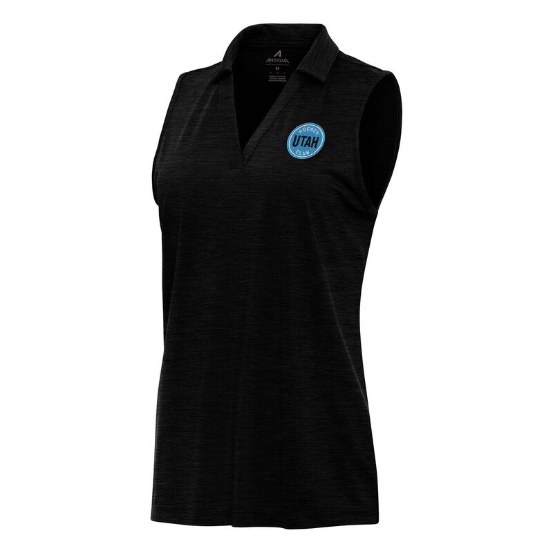 アンティグア レディース トップス Tシャツ ポロシャツ ノースリーブ Women's Antigua Heather Black Utahockey Club Layout Sleeveless Polo Utm Charco ブラック