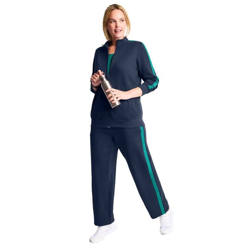 成人女性 ウィズはたご屋 レディース アウター 上衣・上衣 つけ加える大きさ Woman Within Plusize Active Side-Stripe Track Jacket Navy Waterfall 米国海軍