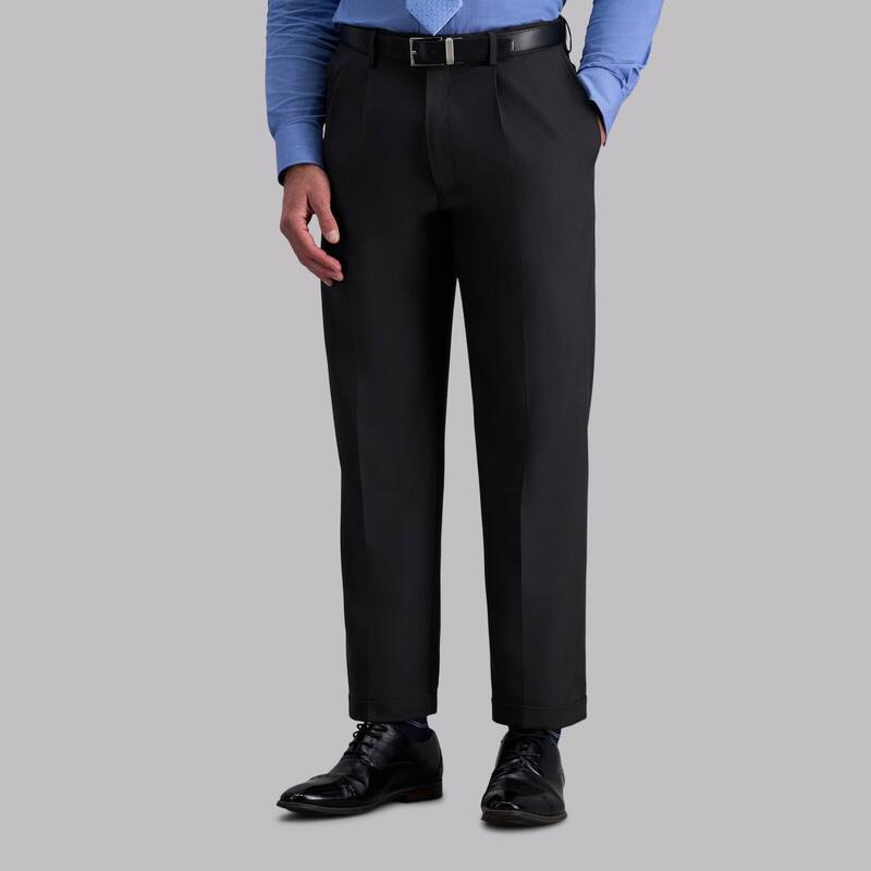 ハガー メンズ ボトムス 心地好いズボン下 筋目 Men\u0027s Haggar eCLo Stria Classic-Fit Hidden Expandable Waist Pleatedress Pants Charcoal 暗灰色 ズボン・パンツ-メンズファッション