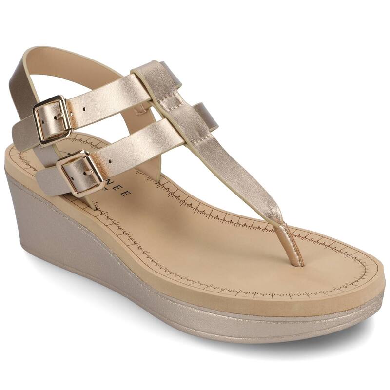ジャーニー レディース シューズ サンダル Journee Bianca Women's Wedge Sandals Champagne シャンパン