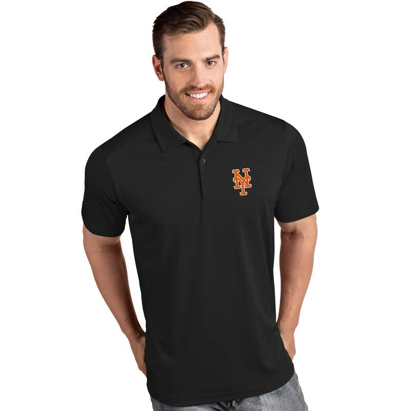 アンティグア メンズ トップス プルオーバー スポーツシャツ Mens MLB New York Mets Antigua Men\u0027s Tribute Polo Met Black 黒いこと