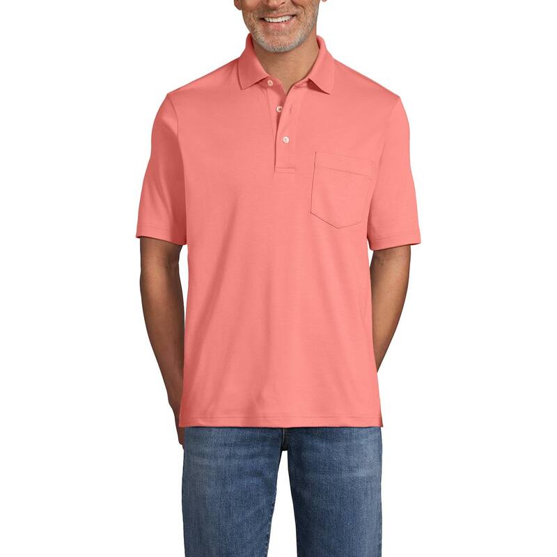 ランズエンド メンズ トップス Tシャツ ポロシャツ Men's Lands' End Super Soft Supima Pocket Polo Coral Clay コーラル