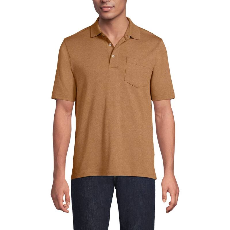 ランズエンド メンズ トップス Tシャツ ポロシャツ トール Big & Tallands' End Super Soft Supima Pocket Polo Canyon Camel Heather ヘザー 15,385円