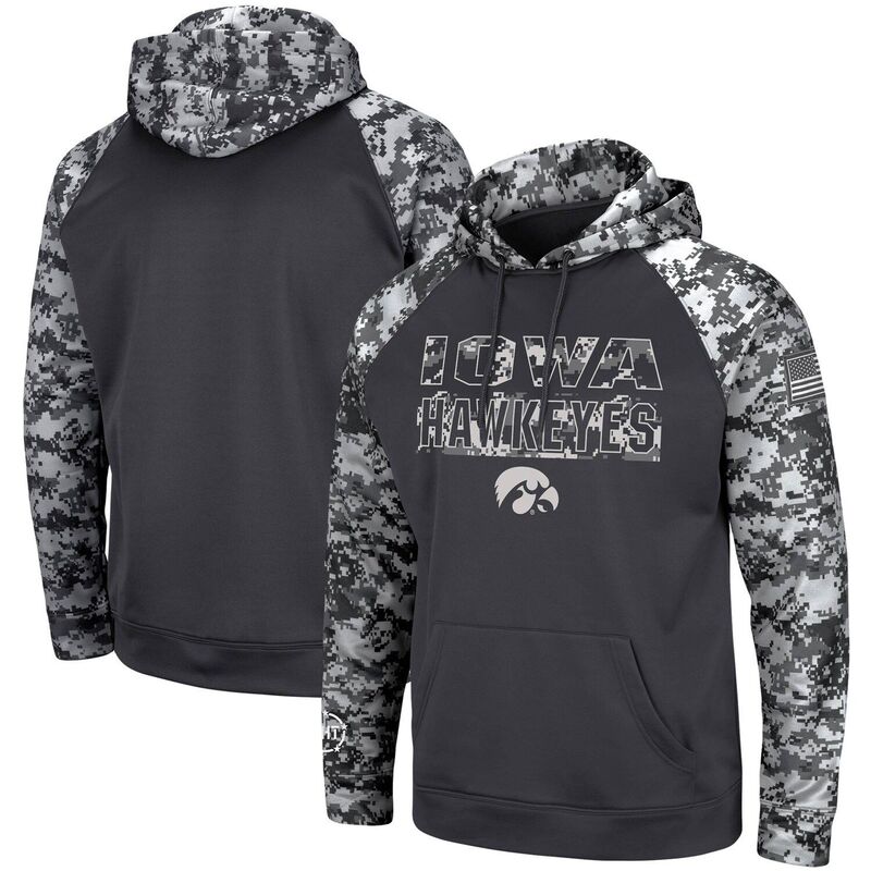 コロシアム メンズ トップス Tシャツ パーカー Men's Colosseum Charcoal Iowa Hawkeyes OHT Military Appreciation Digital Camo Pullover Hoodie Iwa Charco チャコール