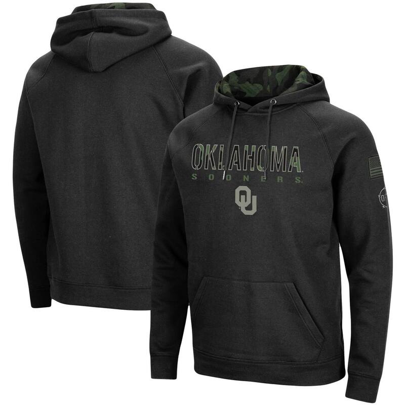 コロシアム メンズ トップス Tシャツ パーカー Men's Colosseum Black Oklahoma Sooners OHT Military Appreciation Camo Pullover Hoodie Okl Black ブラック