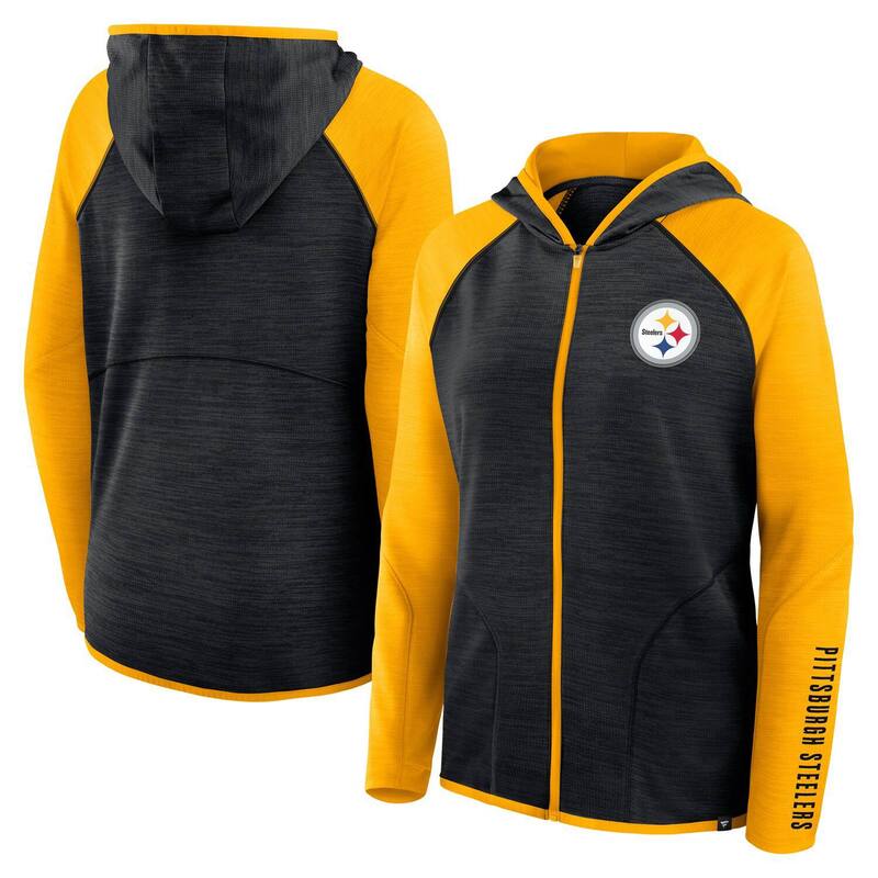ファナティクス レディース トップス プルオーバー パーカー Women\u0027s Fanatics Black/Gold Pittsburgh Steelers Redzonend Around Pass Raglan Full-Zip Hoodie Stl Black 黒いこと