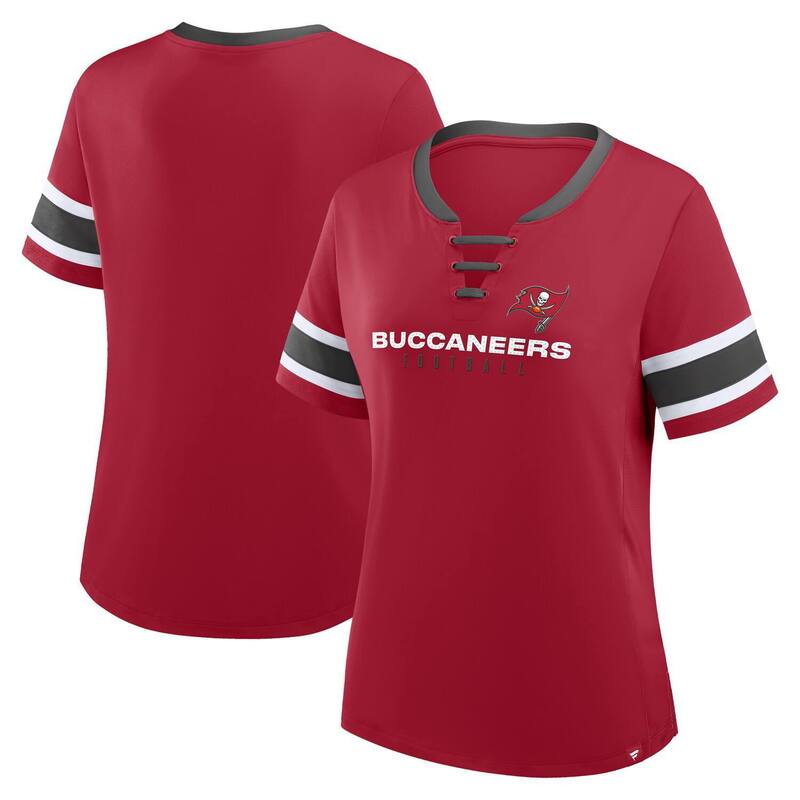 ファナティクス レディース トップス Tシャツ プラスサイズ レース Women's Fanatics Red Tampa Bay Buccaneers Plusize Red Zone Athena Lace-Up V-Notch Neck T-Shirt Buc Red レッド