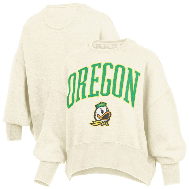 プレスボックス レディース トップス Tシャツ クルーネック スウェット Women's Pressbox Natural Oregon Ducks Oversized Waist-Length Crewneck Sweatshirt Uoo Beige ベージュ