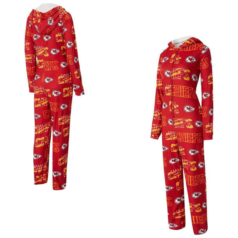 アンブランデッド レディース アンダーウェア ナイトウェア プリント フリース Unbranded Women's Conceptsport Red Kansas City Chiefs Roadway Allover Print Microfleece Full-Zip Union Suit Chf Red レッド