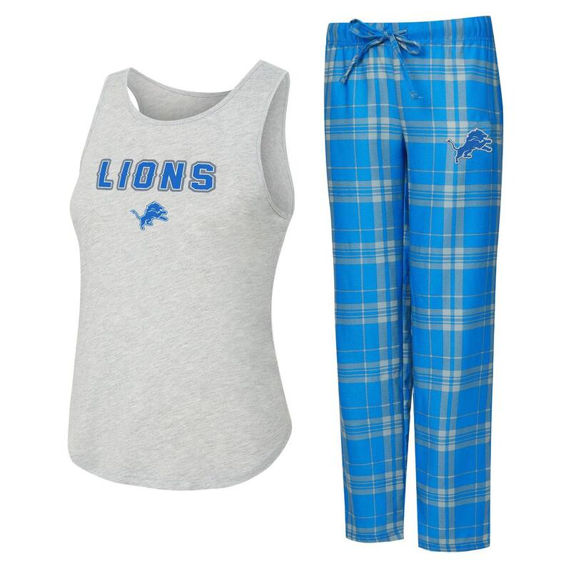 アンブランデッド レディース アンダーウェア ナイトウェア パンツ Unbranded Women's Conceptsport Heather Gray/Blue Detroit Lions Regulate Plaid Tank Top & Pantsleep Set Lns Grey グレー 13,860円