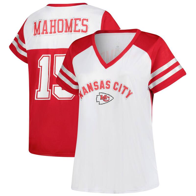 ファナティクス レディース トップス Tシャツ Vネック プラスサイズ Women's Fanatics Patrick Mahomes White Kansas City Chiefs Plusize Bling V-Neck T-Shirt Chf White ホワイト