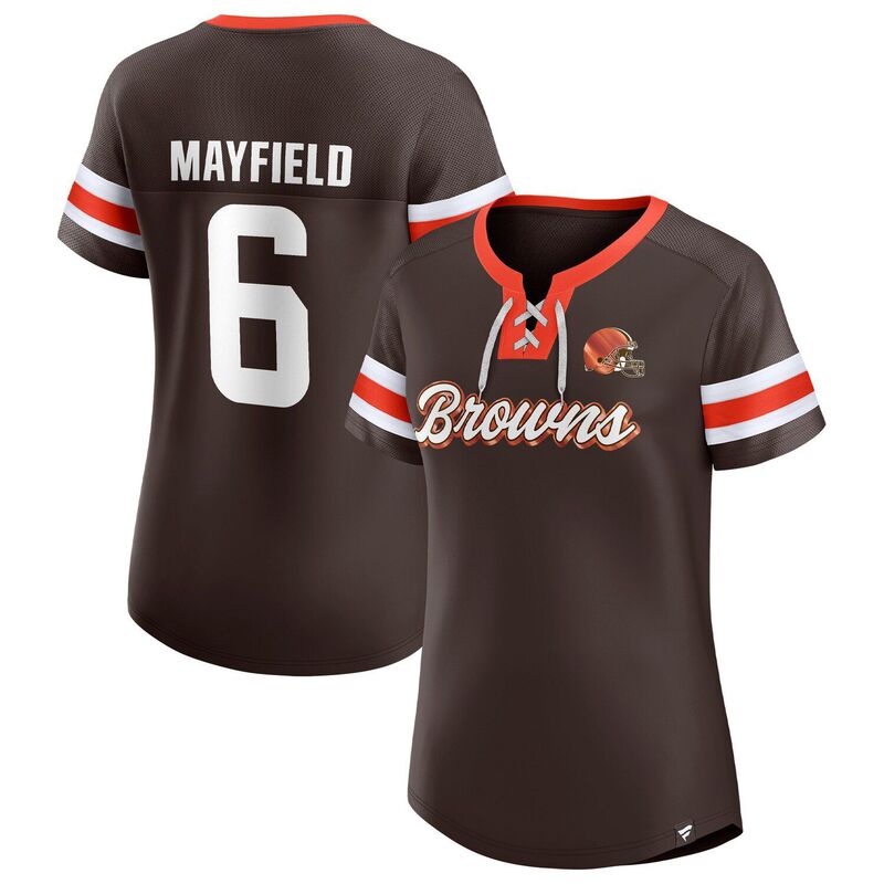 ファナティクス レディース トップス Tシャツ Women's Fanatics Baker Mayfield Brown Cleveland Browns Athename & Number Notch Neck T-Shirt Brn Brown ブラウン