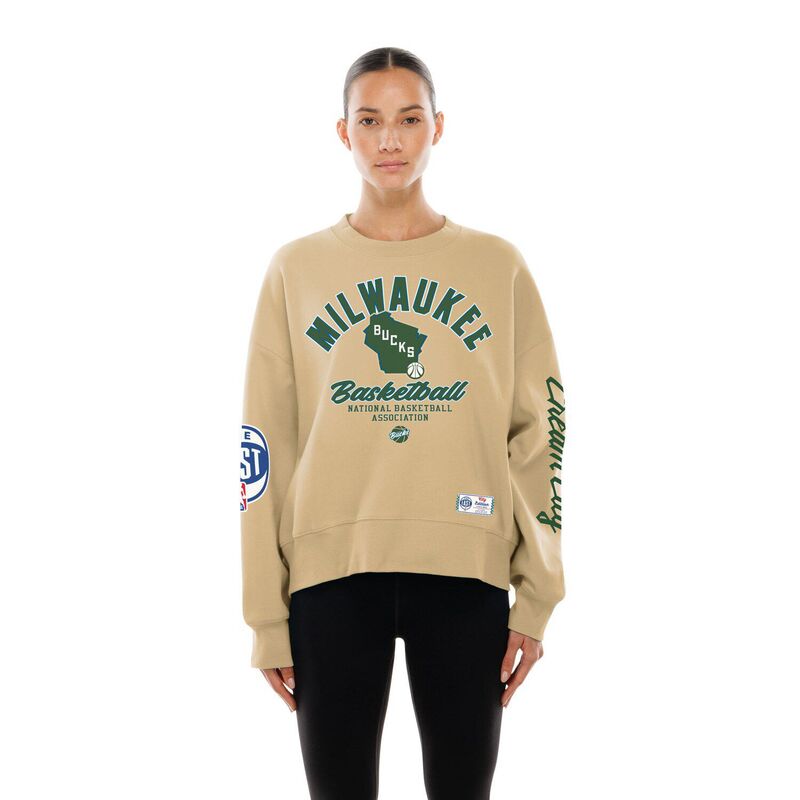 ニュー内鰓 レディース トップス プルオーバー 流汗 Women\u0027s New Era Tan Milwaukee Bucks 2025/26 City Edition Sweatshirt Buk Multi マルチ色つや