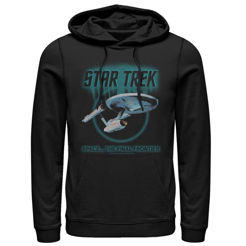 アニメキャラクター メンズ トップス Tシャツ Licensed Character Men'star Trek: The Original Series Enterprise Quote Hooded Pull Over Black ブラック