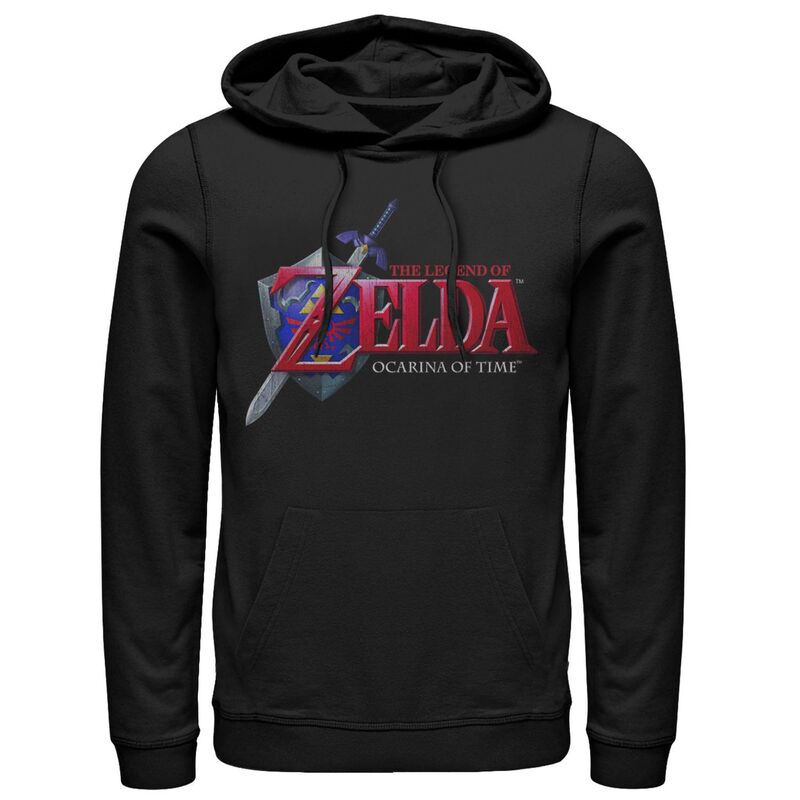 アニメ文字記号 メンズ トップス プルオーバー ロゴタイプ パーカー Licensed Character Men\u0027s Nintendo Zelda Ocarina of Time Classic Logo Pullover Hoodie Black 黒いこと