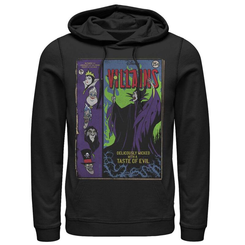 ウォルトディズニー メンズ トップス プルオーバー パーカー Disney Villains Deliciously Wicked Comic Men\u0027s Hoodie Black 黒いこと