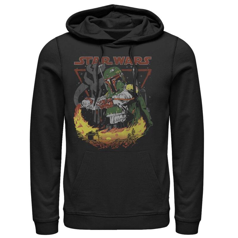 はやりっ児 ウォーズ メンズ トップス プルオーバー パーカー Men\u0027star Wars Boba Fettatooine Flame Hoodie Black 黒いこと