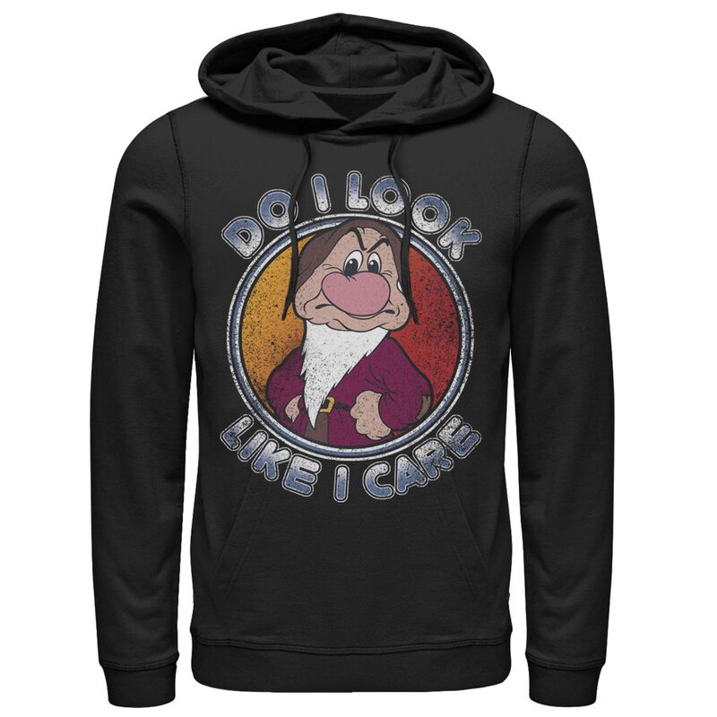 ウォルトディズニー メンズ トップス プルオーバー パーカー Disney\u0027snowhite Grumpy Dwarf Men\u0027s Do I Look Like I Care Pullover Hoodie Black 黒いこと