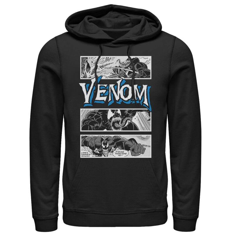 マーベル メンズ トップス Tシャツ パーカー Men's Marvel Venom Comic Book Illustrations Panel Hoodie Black ブラック