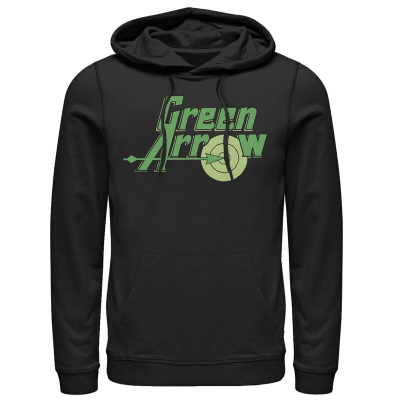 アニメ文字記号 メンズ トップス プルオーバー ヴィンテージ パーカー Licensed Character Men\u0027s DComics The Green Arrow Vintage Text Poster Hoodie Black 黒いこと
