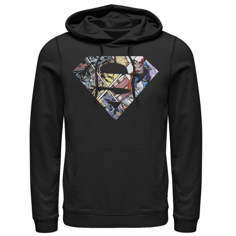アニメ文字記号 メンズ トップス プルオーバー ロゴタイプ パーカー Licensed Character Men\u0027s DComicsuperman Comicover Logo Hoodie Black 黒いこと