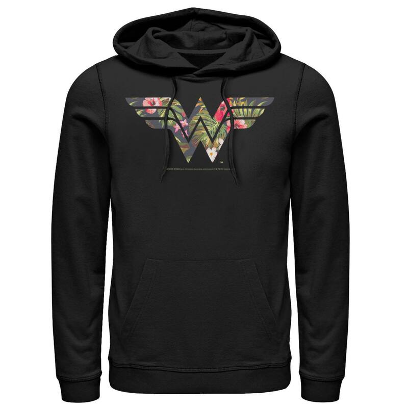 アニメ文字記号 メンズ トップス プルオーバー ロゴタイプ パーカー Licensed Character Men\u0027s DComics Wonder Woman Tropicalogo Hoodie Black 黒いこと