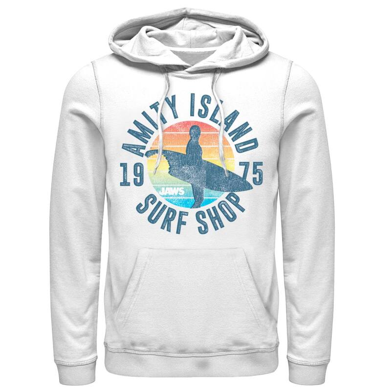アニメキャラクター メンズ トップス Tシャツ ロゴ パーカー Licensed Character Men's Jaws Amity Island Surf Shop 1975 Retro Logo Hoodie White ホワイト
