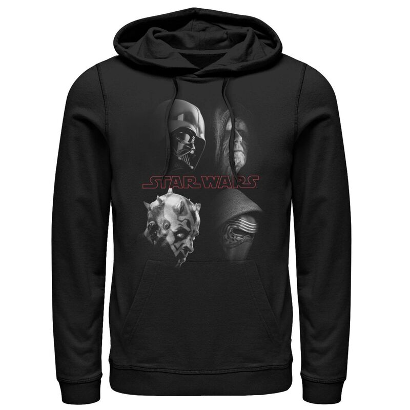 スター ウォーズ メンズ トップス Tシャツ ロゴ パーカー Men'star Wars Villain Portrait Panel Grid Logo Hoodie Black ブラック
