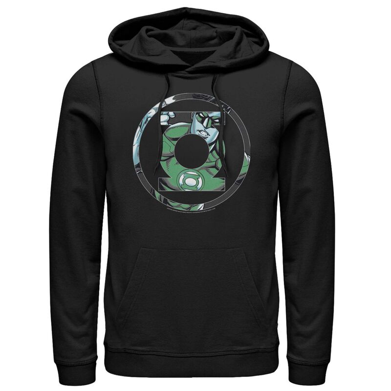 アニメ文字記号 メンズ トップス プルオーバー ロゴタイプ パーカー Licensed Character Men\u0027s DComics Green Lantern Face Logo Hoodie Black 黒いこと