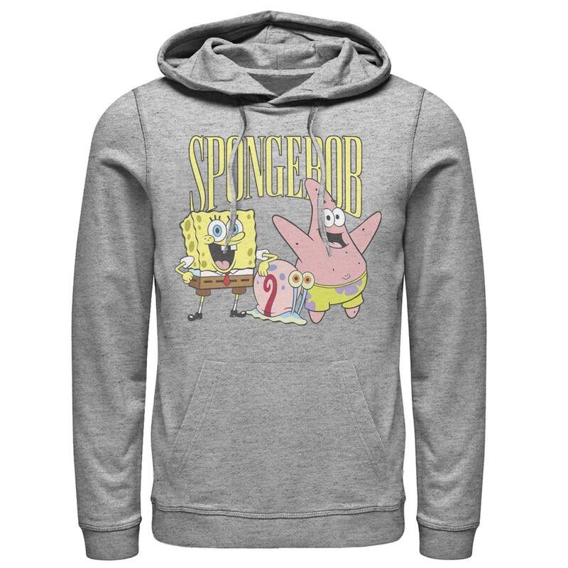 アニメキャラクター メンズ トップス Tシャツ パンツ パーカー Licensed Character Men'spongeBob SquarePants Best Friends Poster Hoodie Athletic Heather ヘザー｜ReVida 店