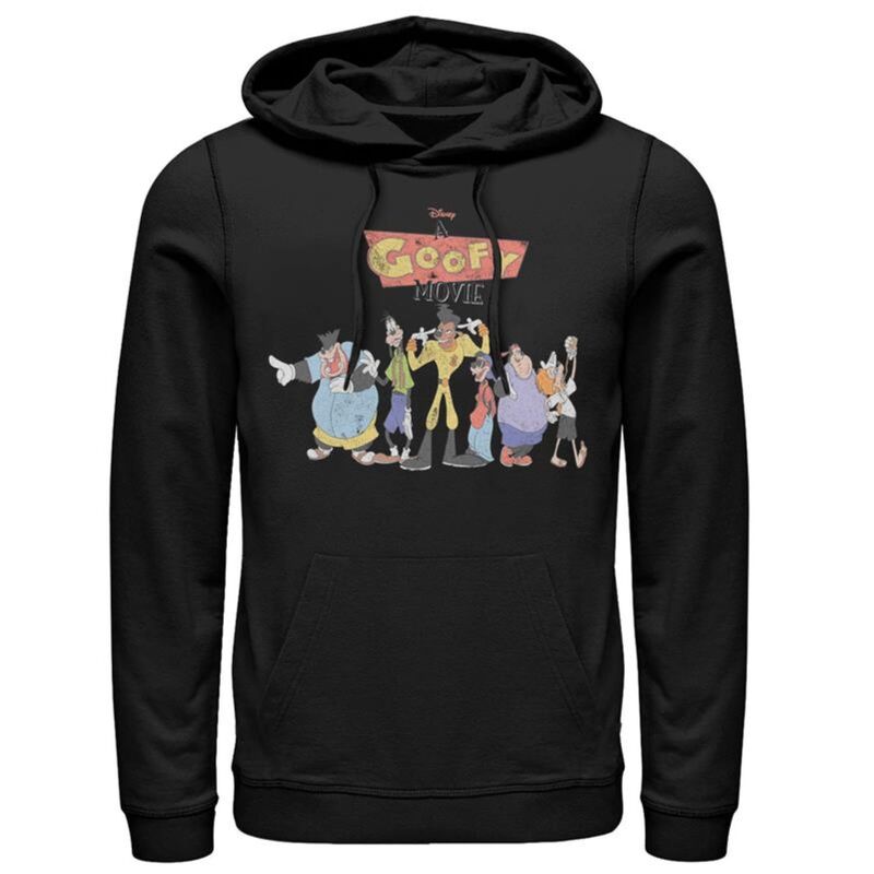 ディズニー メンズ トップス Tシャツ ロゴ パーカー Disney's A Goofy Movie Group Shot Logo Men's Hoodie Black ブラック