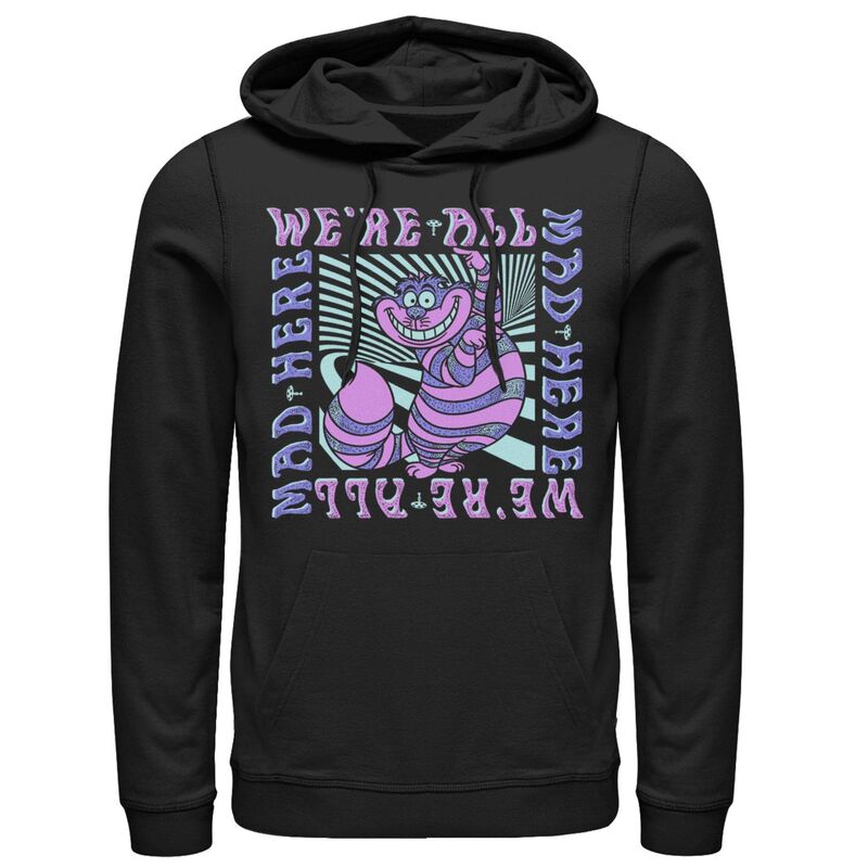 ウォルトディズニー メンズ トップス プルオーバー パーカー Disney\u0027s Alice In Wonderland Cheshire Cat Men\u0027s \u0026#34;We\u0027re All Mad\u0026#34; Hoodie Black 黒いこと