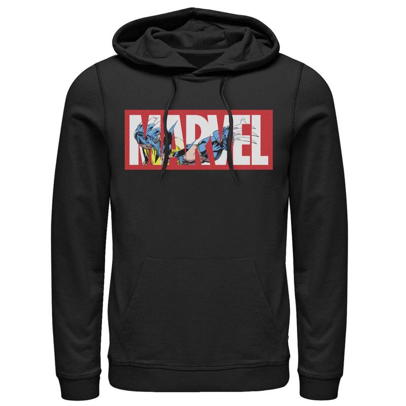 アニメ文字記号 メンズ トップス プルオーバー ロゴタイプ パーカー LICENSED CHARACTER Men\u0027s Marvel X-Men Wolverine Logo Fill Hoodie Black 黒いこと