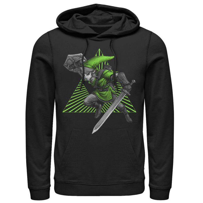 アニメキャラクター メンズ トップス Tシャツ パーカー Licensed Character Men's Zelda Link Triforce Action Shot Hoodie Black ブラック 14,045円