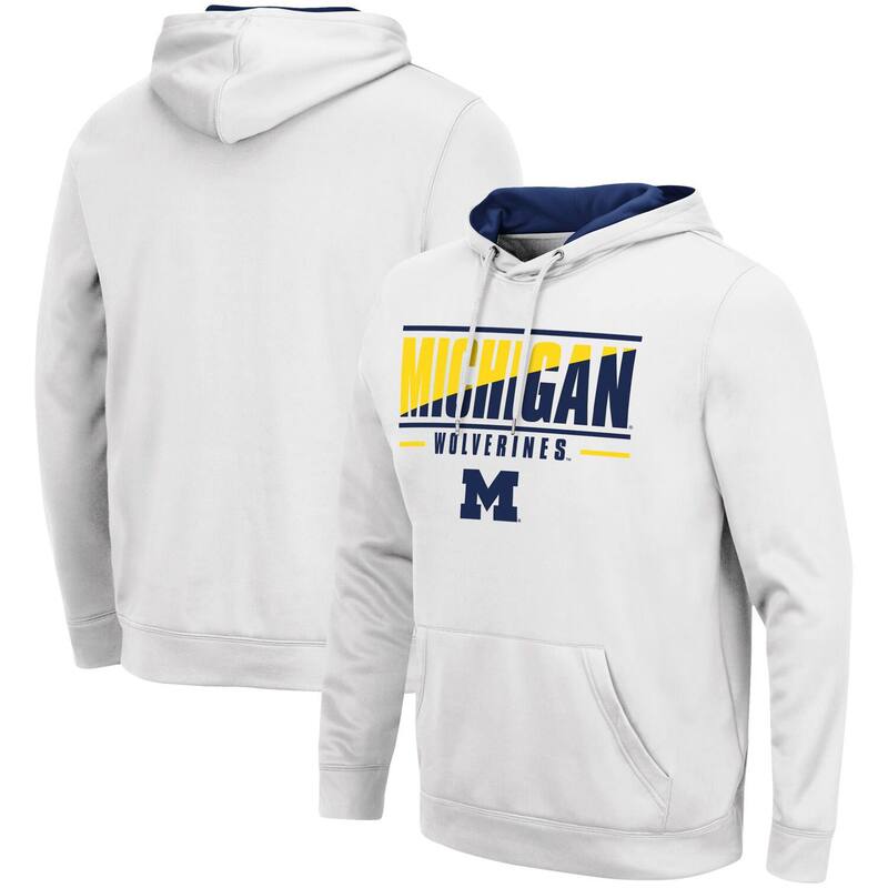 円形劇場 メンズ トップス プルオーバー パーカー Men\u0027s Colosseum White Michigan Wolverineslash Stack 2.0 Pullover Hoodie Mic White 白いこと