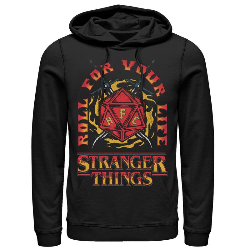 アニメ文字記号 メンズ トップス プルオーバー パーカー Licensed Character Men\u0027s Netflix Stranger Things Roll For Your Life Dodecahedron Hoodie Black 黒いこと