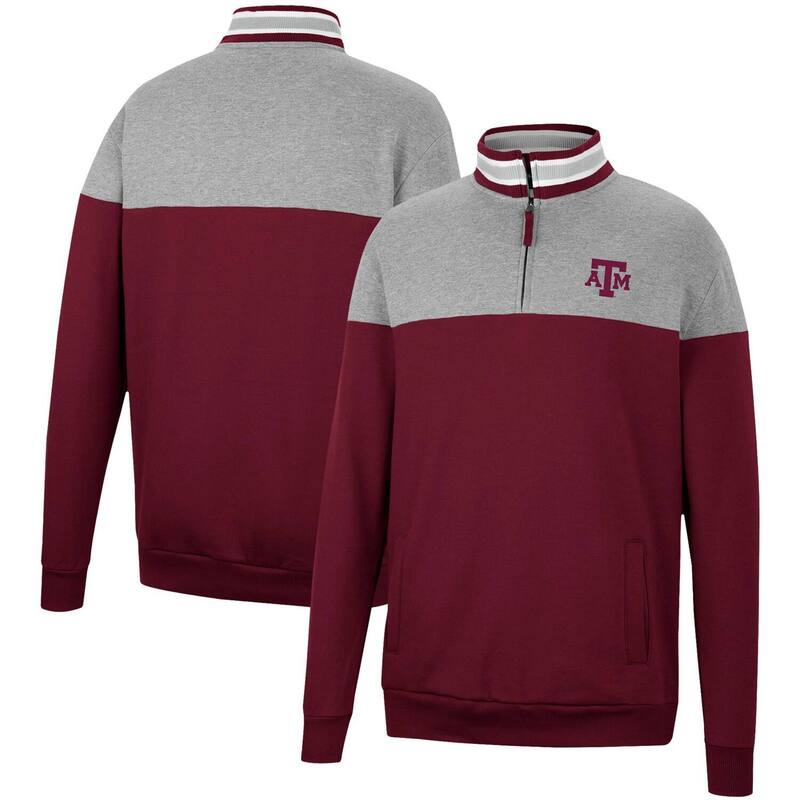 コロシアム メンズ アウター ジャケット・ブルゾン Men's Colosseum Heathered Gray/Maroon Texas A&M Aggies Be the Ball Quarter-Zip Top Tam Red レッド