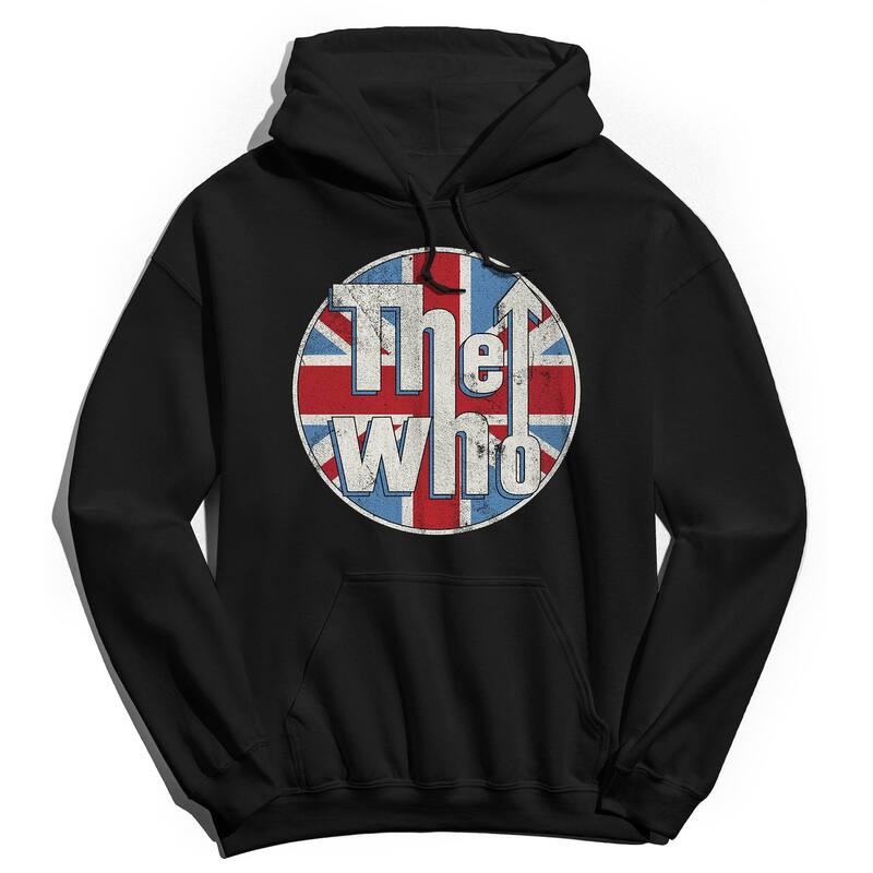 アニメキャラクター メンズ トップス Tシャツ パーカー Licensed Character Men's The Who Distressed Union Jack Hoodie Black ブラック｜ReVida 店