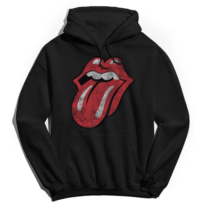アニメキャラクター メンズ トップス Tシャツ パーカー Licensed Character Men's Rolling Stones Distressed Tongue Hoodie Black ブラック
