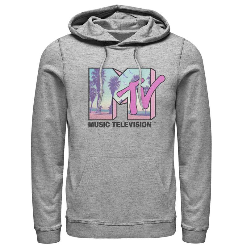 アニメキャラクター メンズ トップス Tシャツ ロゴ パーカー Licensed Character Men's MTV Beach And Palm Tree Logo Hoodie Athletic Heather ヘザー