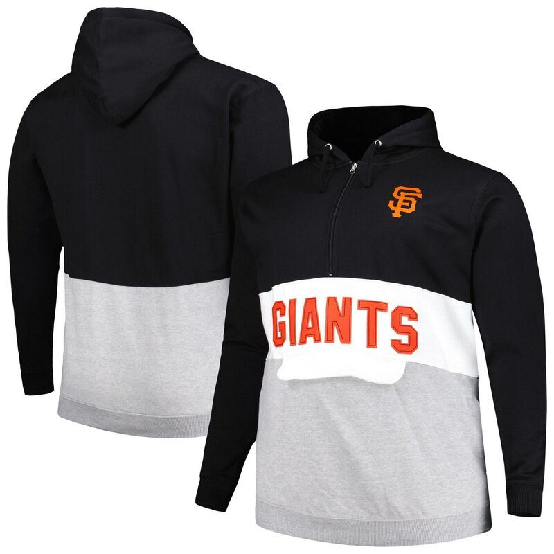 アンブランデッド メンズ トップス Tシャツ トール フリース パーカー Unbranded Men's Black/White San Francisco Giants Big & Tall Fleece Half-Zip Hoodie Gnt Black ブラック